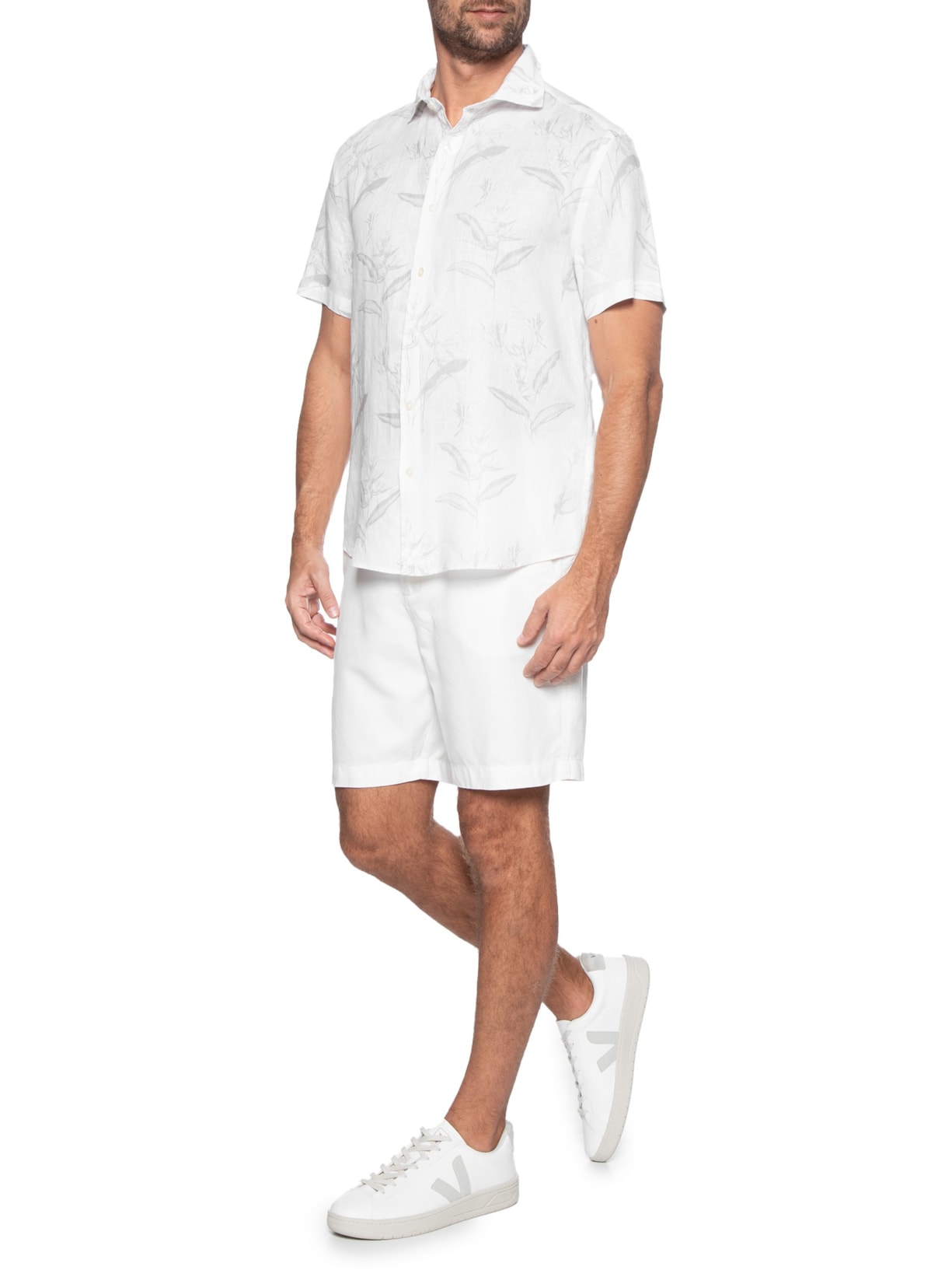 Bermuda Masculina Linho Sorelle Off WhIte Foxton