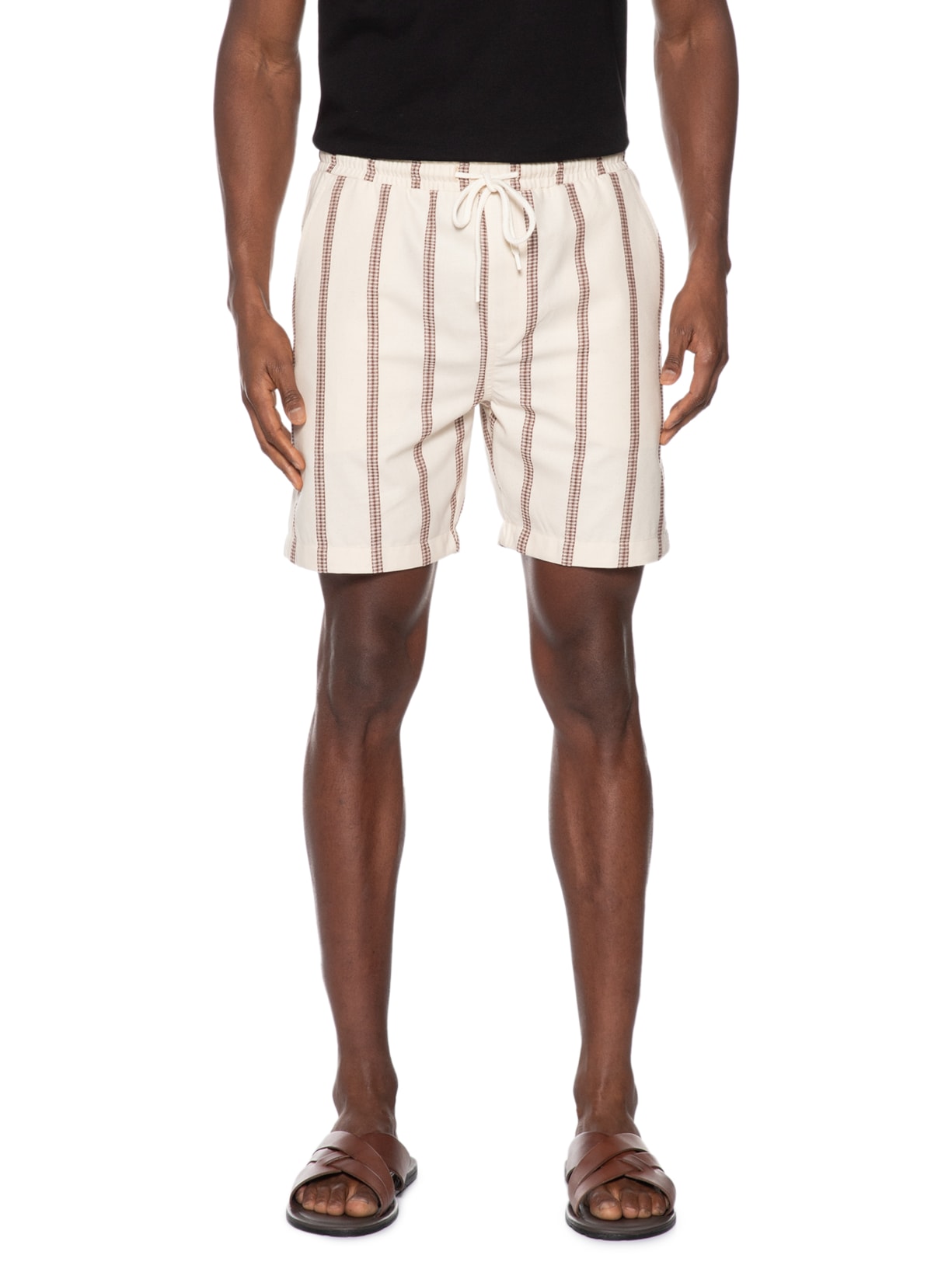  Bermuda Masculina Listrada Algodão Bege Forum