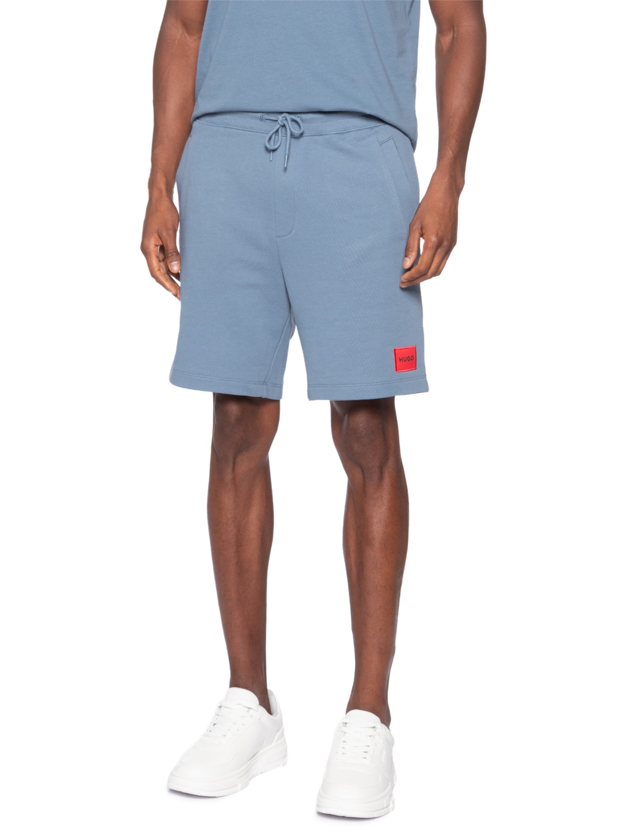 Bermuda Masculina Logo-Label Cotton Terry Diz222 Azul Hugo