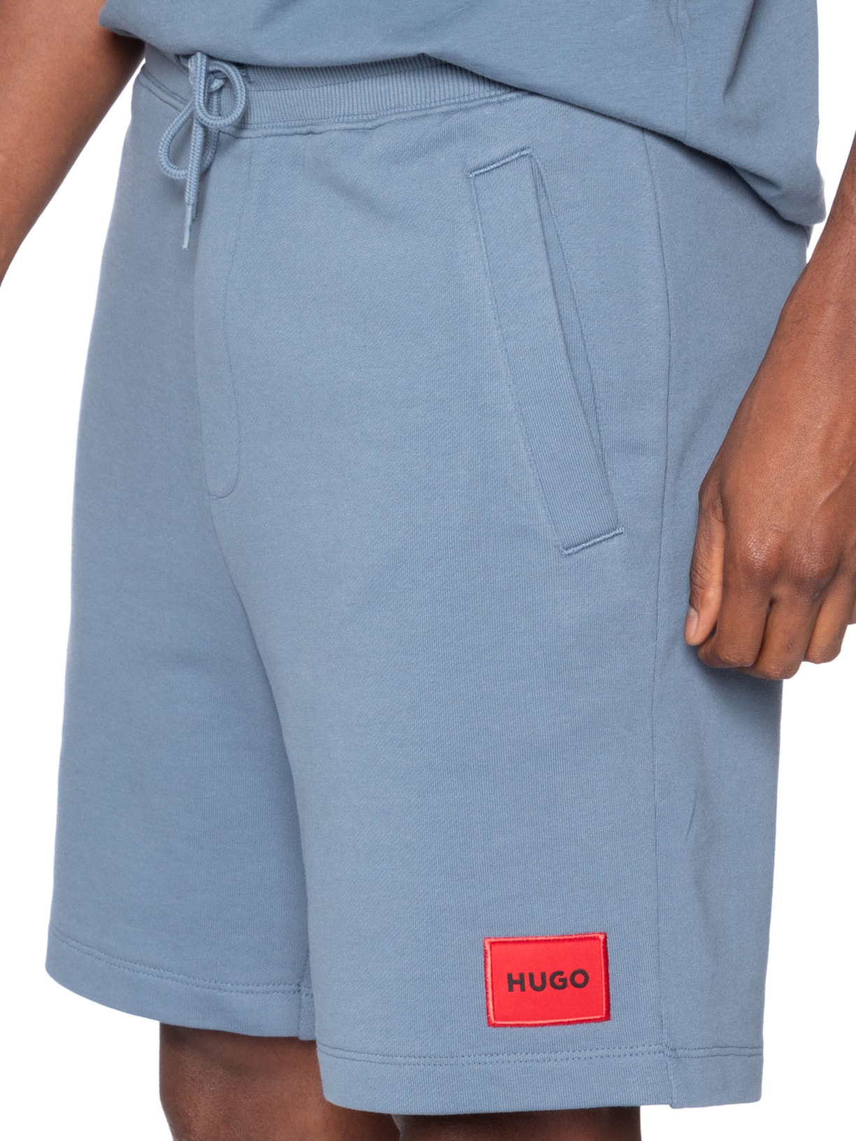 Bermuda Masculina Logo-Label Cotton Terry Diz222 Azul Hugo