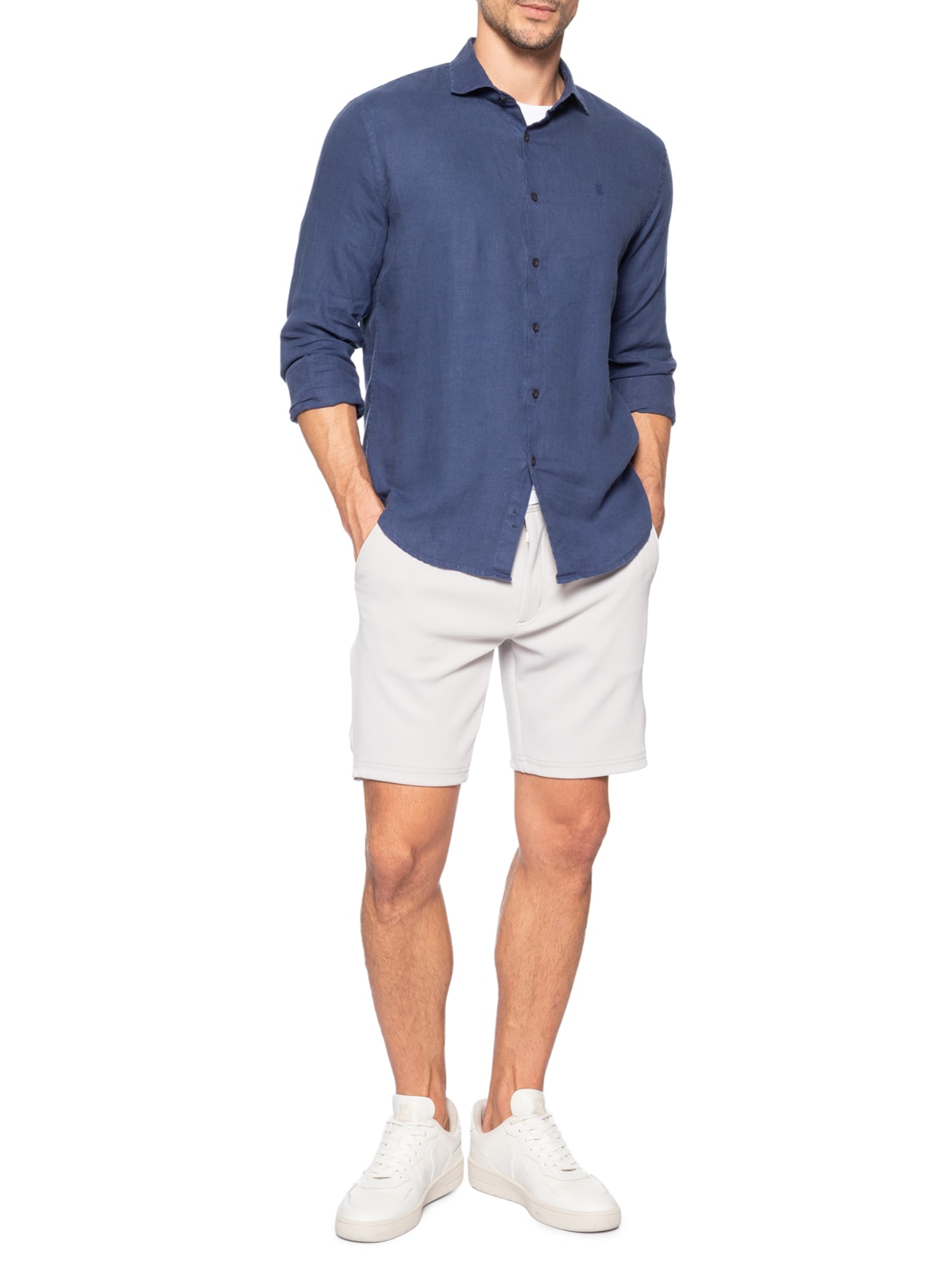 Bermuda Masculina Malha Fivela Lateral Cinza Sergio K
