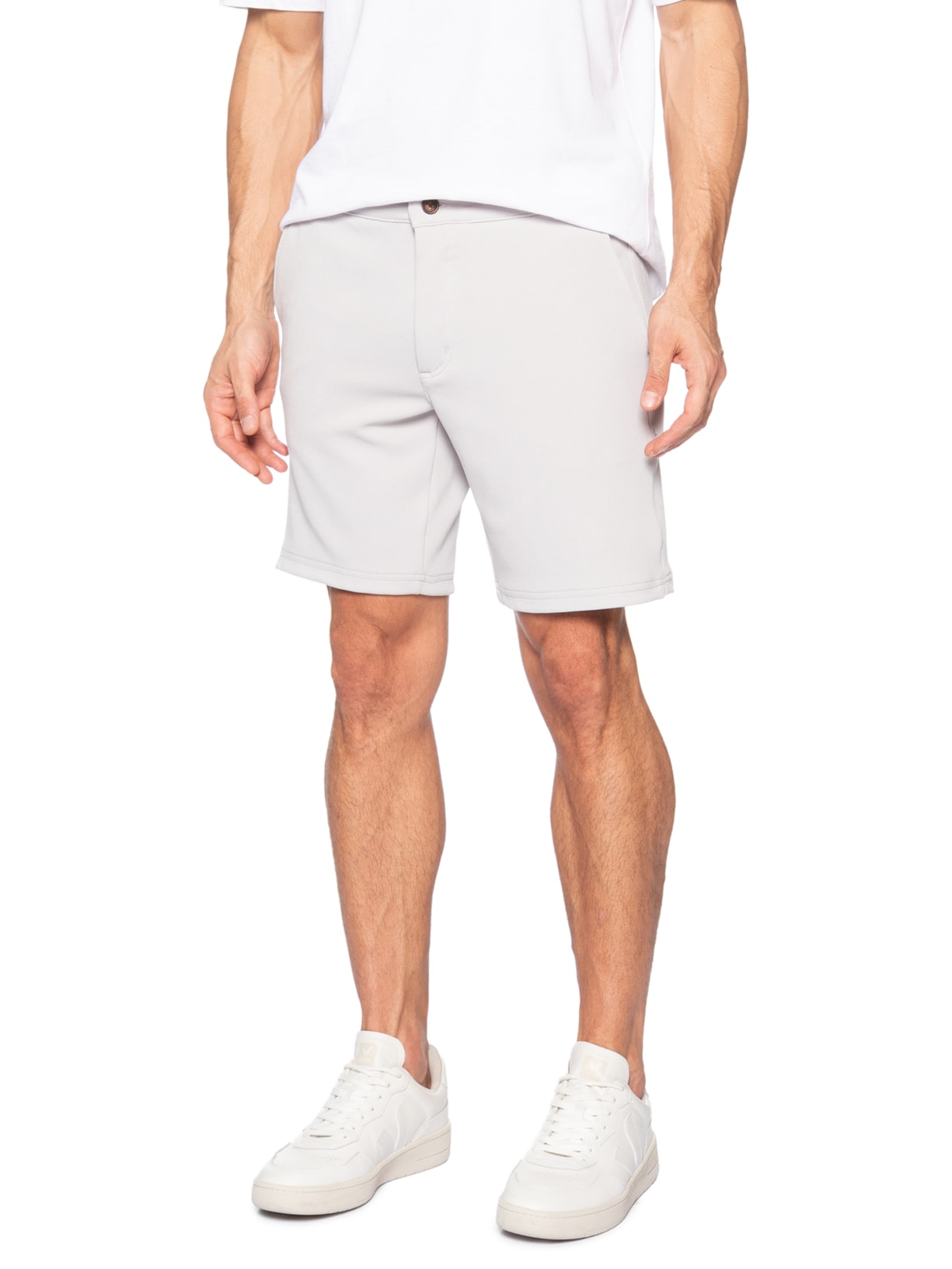 Bermuda Masculina Malha Fivela Lateral Cinza Sergio K