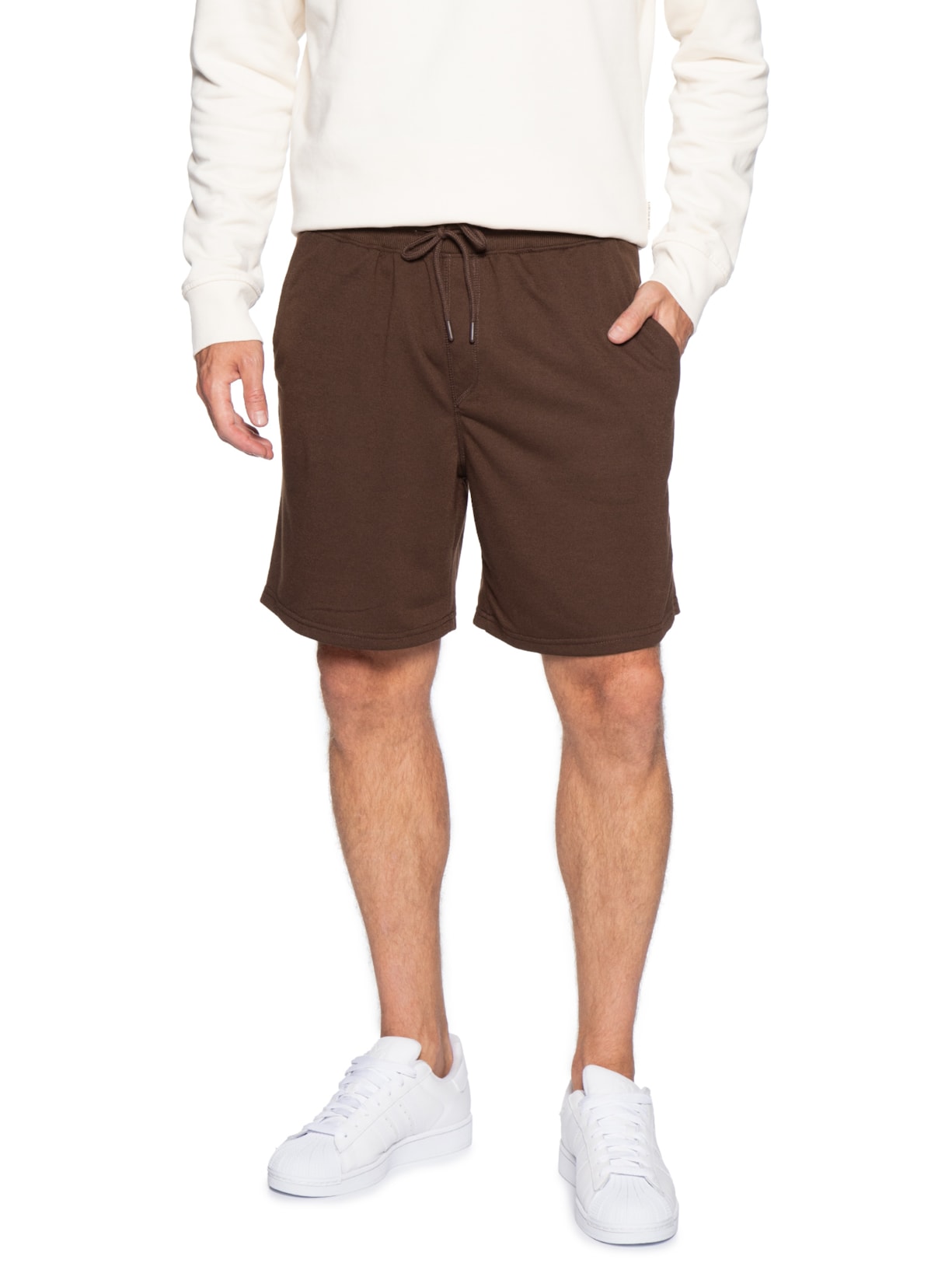 Bermuda Masculina Moletinho com Elástico – Marrom Basiq Men