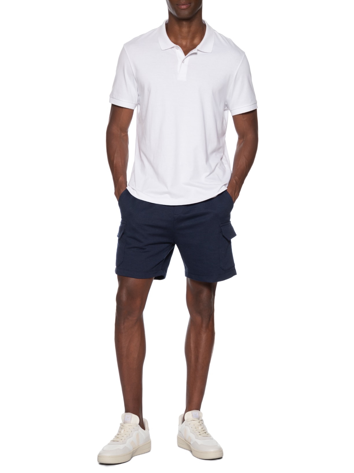 Bermuda Masculina Moletom Cargo Azul Basiq Men
