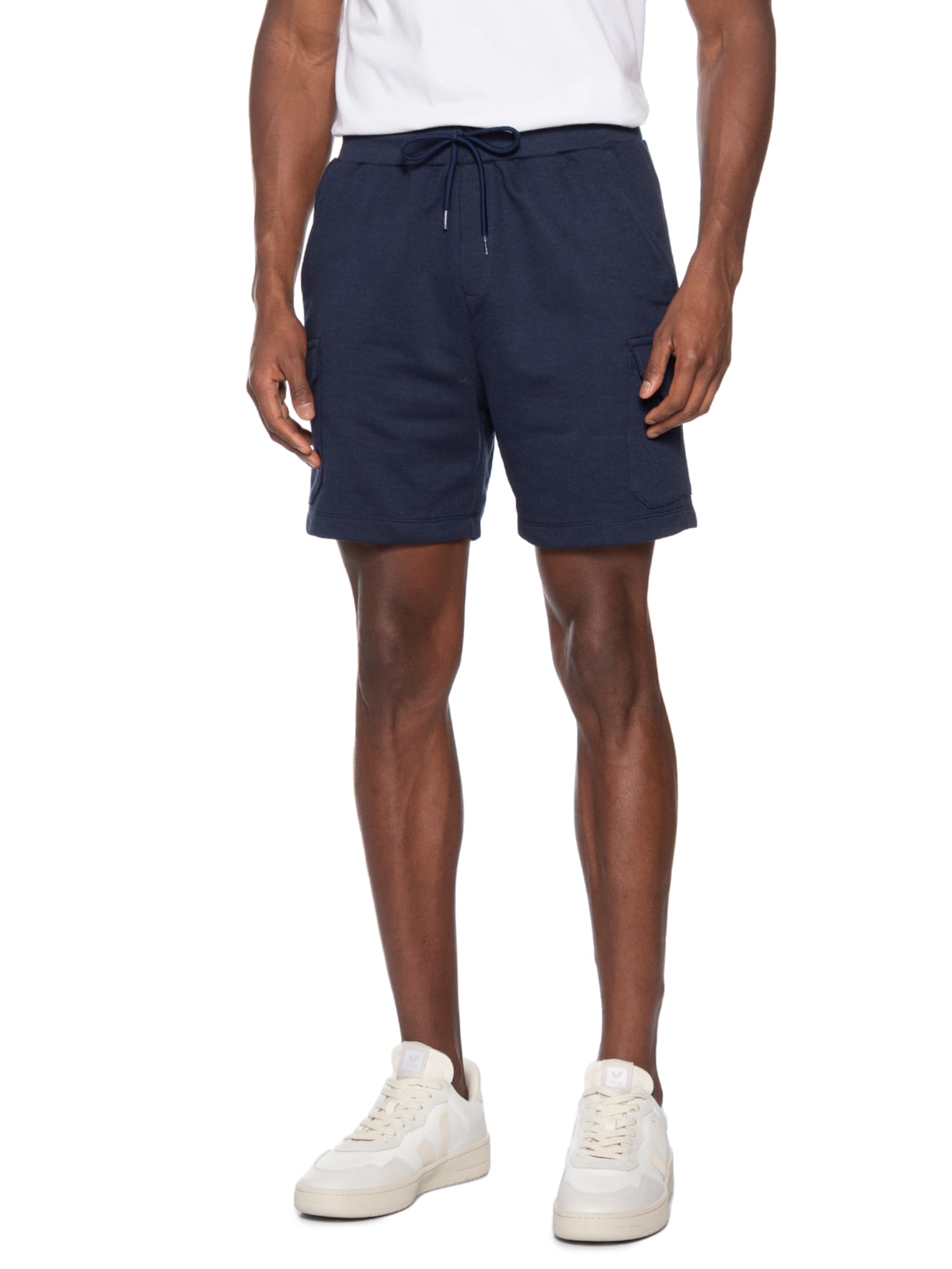 Bermuda Masculina Moletom Cargo Azul Basiq Men