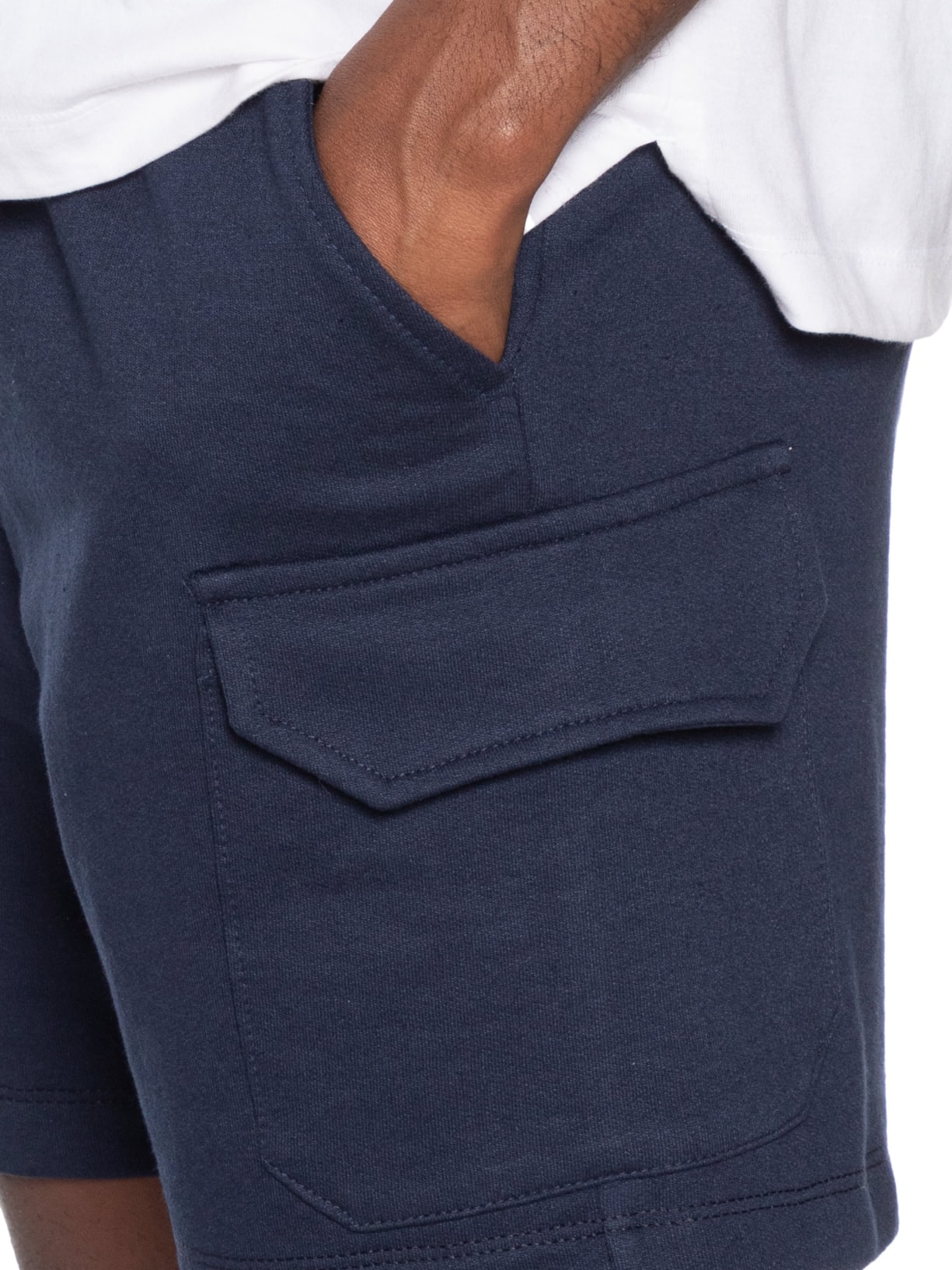 Bermuda Masculina Moletom Cargo Azul Basiq Men