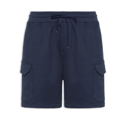 Bermuda Masculina Moletom Cargo - Azul
