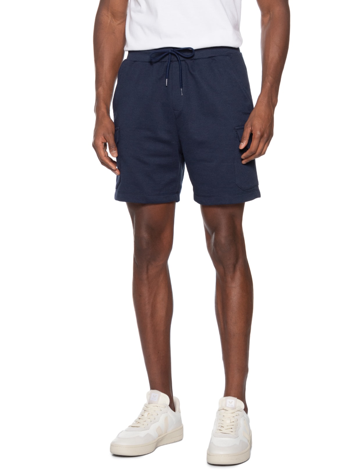 Bermuda Masculina Moletom Cargo Azul Basiq Men