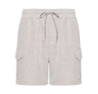 Bermuda Masculina Moletom Cargo - Cinza