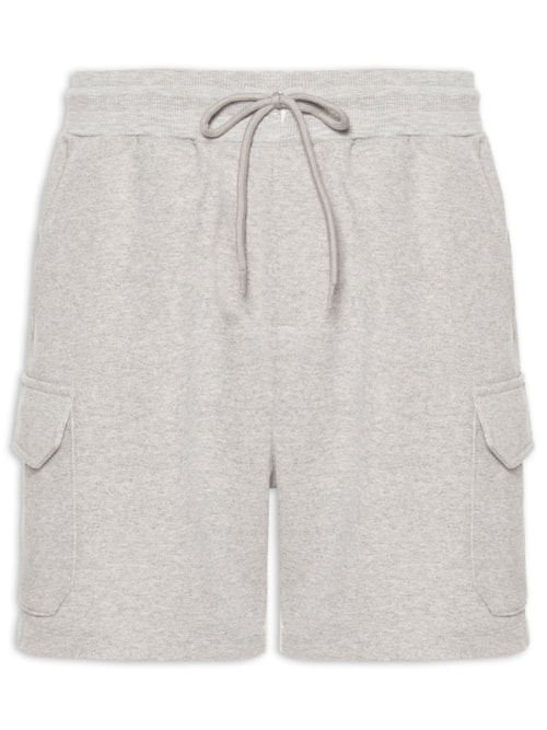 Bermuda Masculina Moletom Cargo - Cinza