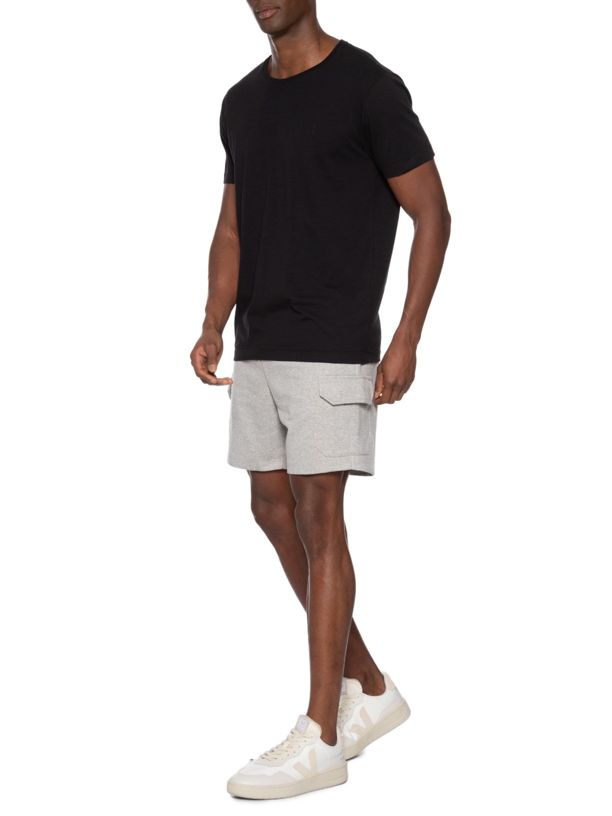 Bermuda Masculina Moletom Cargo Cinza Basiq Men