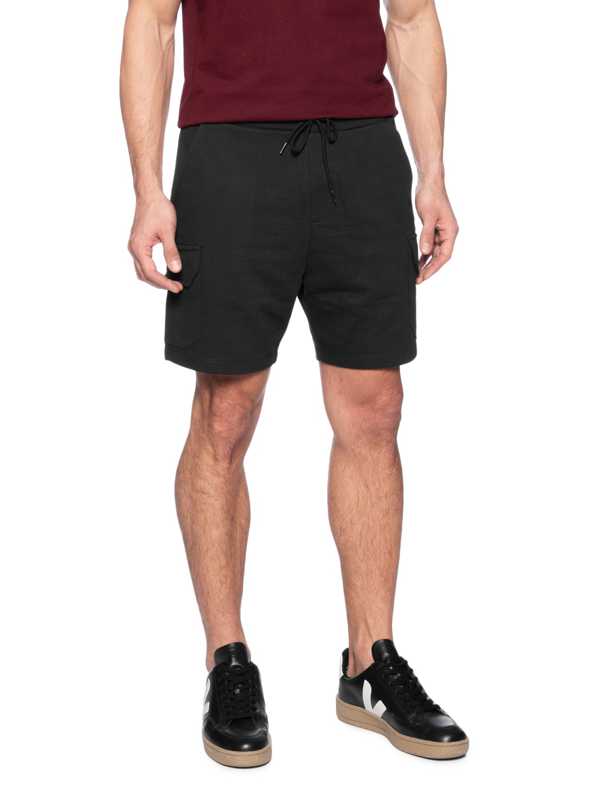 Basiq Men Bermuda Masculina Moletom Cargo Preto - Main Image