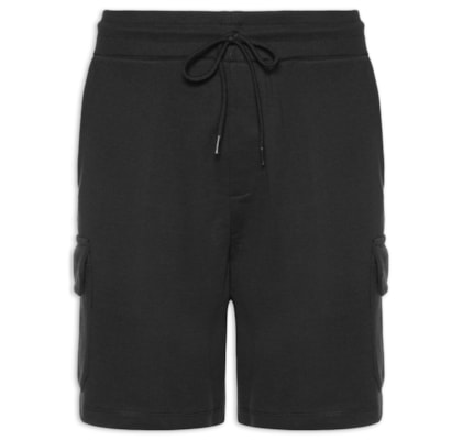 Bermuda Masculina Moletom Cargo - Preto