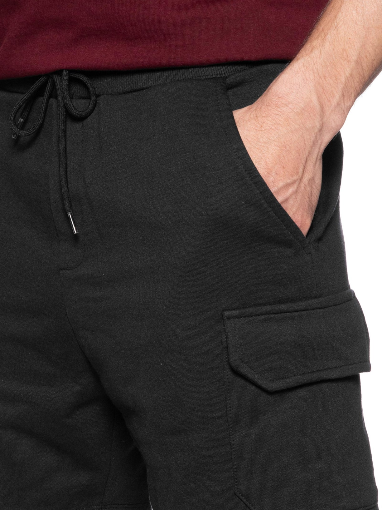 Bermuda Masculina Moletom Cargo Preto Basiq Men