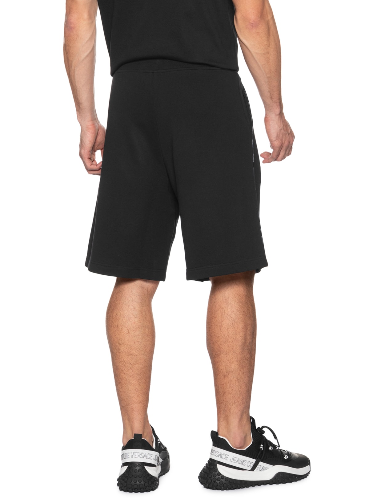 Bermuda Masculina Moletom Com Bolso Preto Versace Jeans Couture