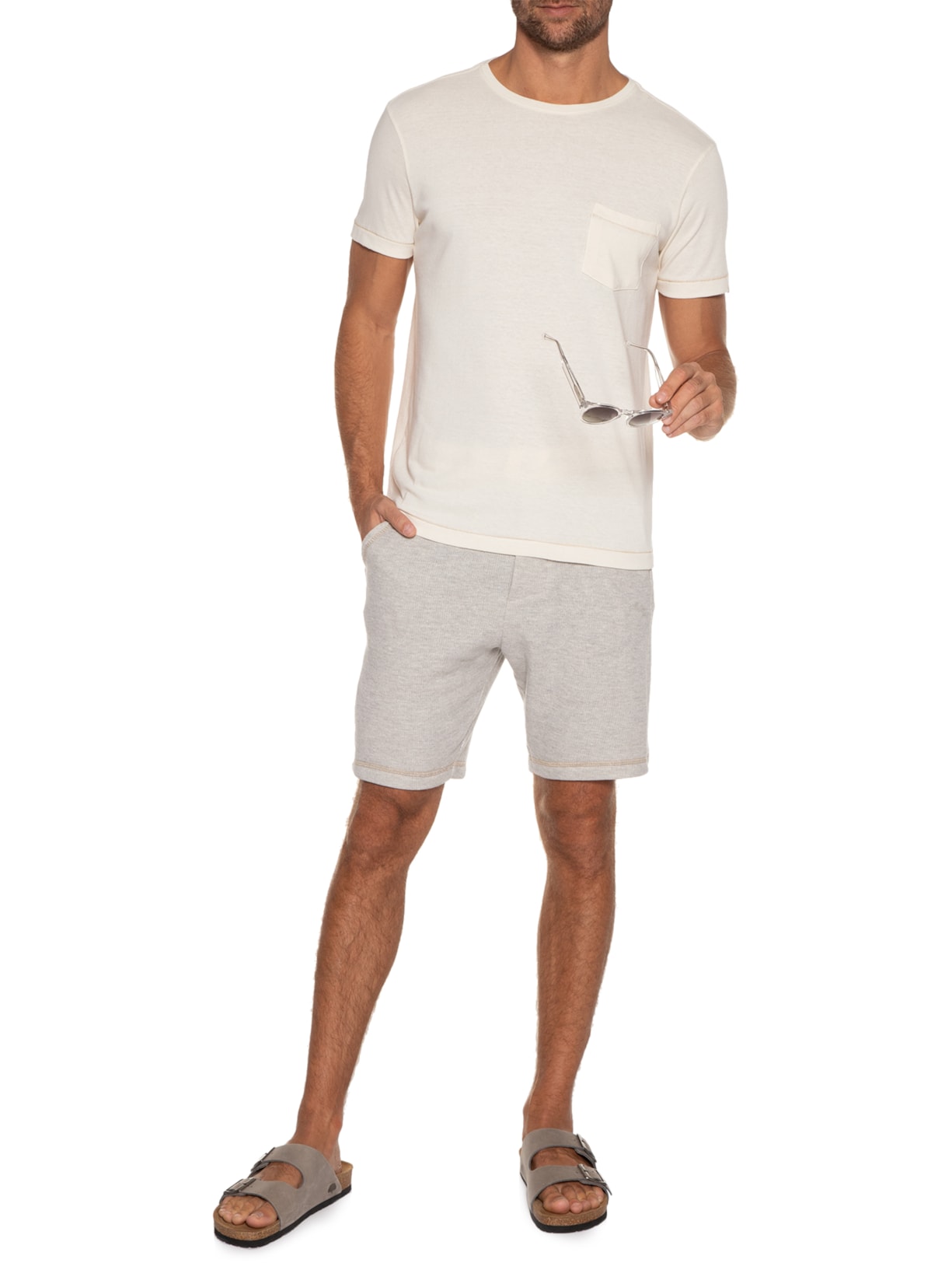 Bermuda Masculina Moletom Desagulhada Lisa Pineapple Cinza