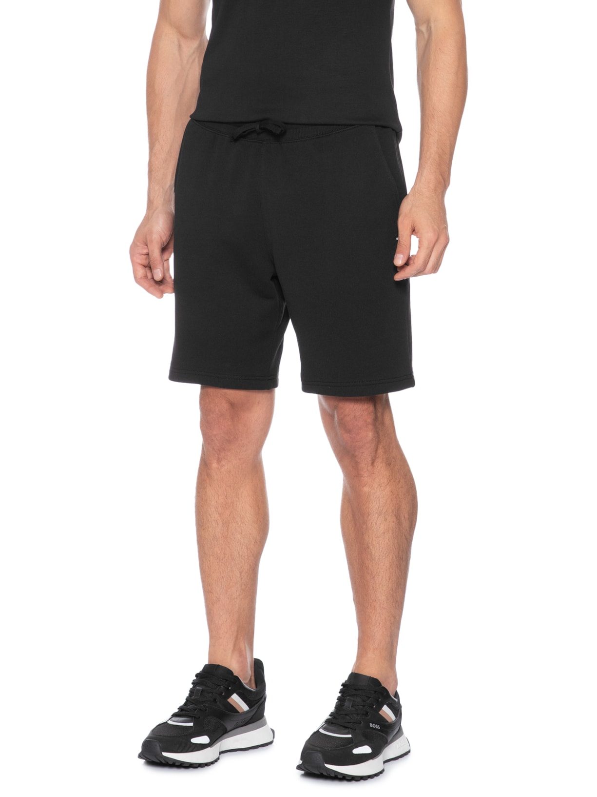Bermuda Masculina Moletom Essential Terry Preto Tommy Hilfiger