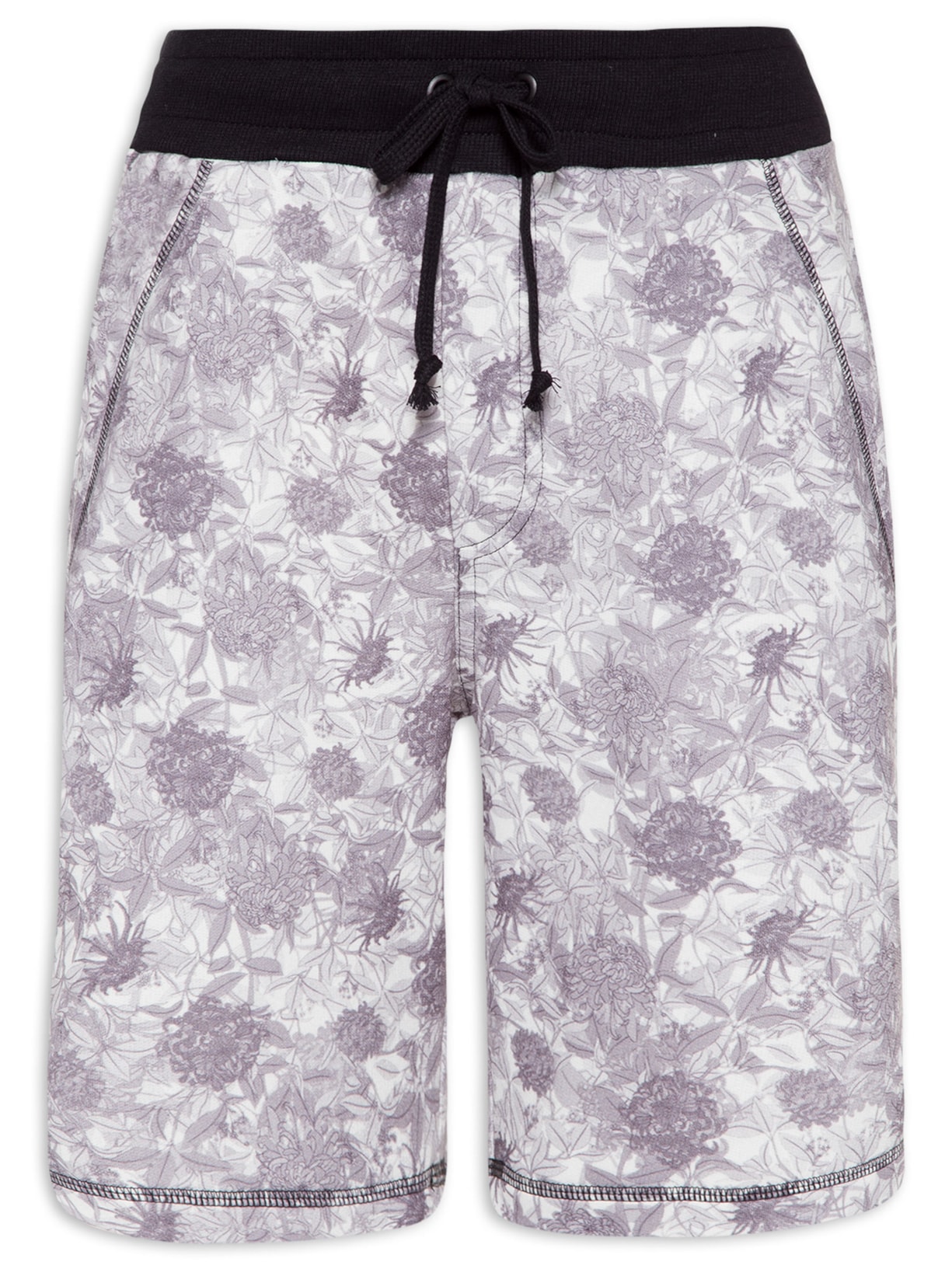 Bermuda Masculina Moletom Flowers Gray - Cinza