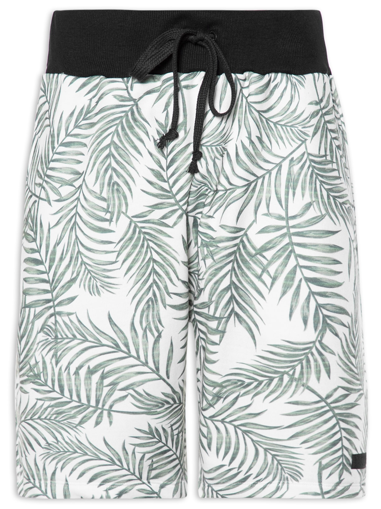Bermuda Masculina Moletom Folhas Stay Free - Branco