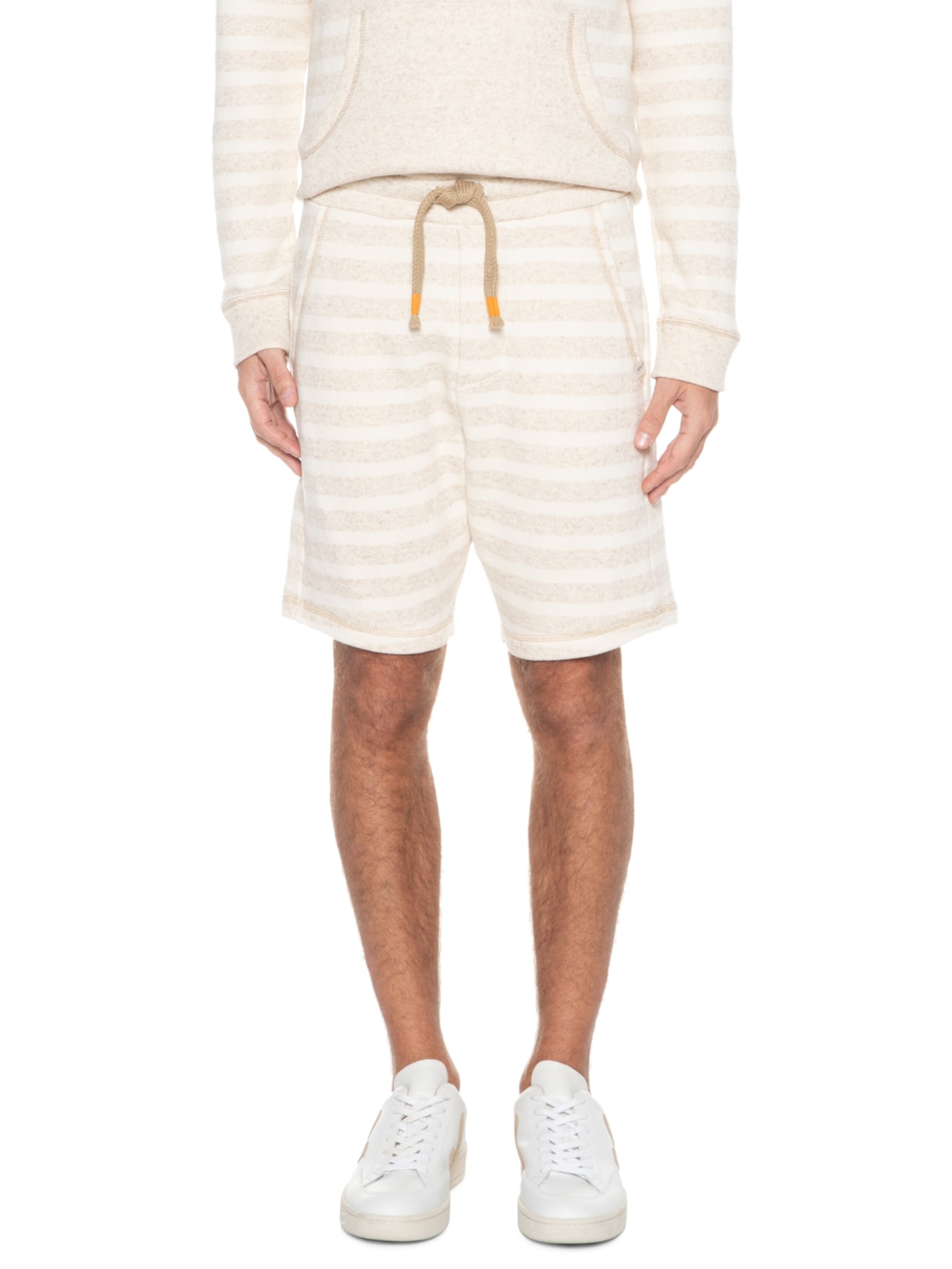 Bermuda Masculina Moletom Listrada Pineapple Bege