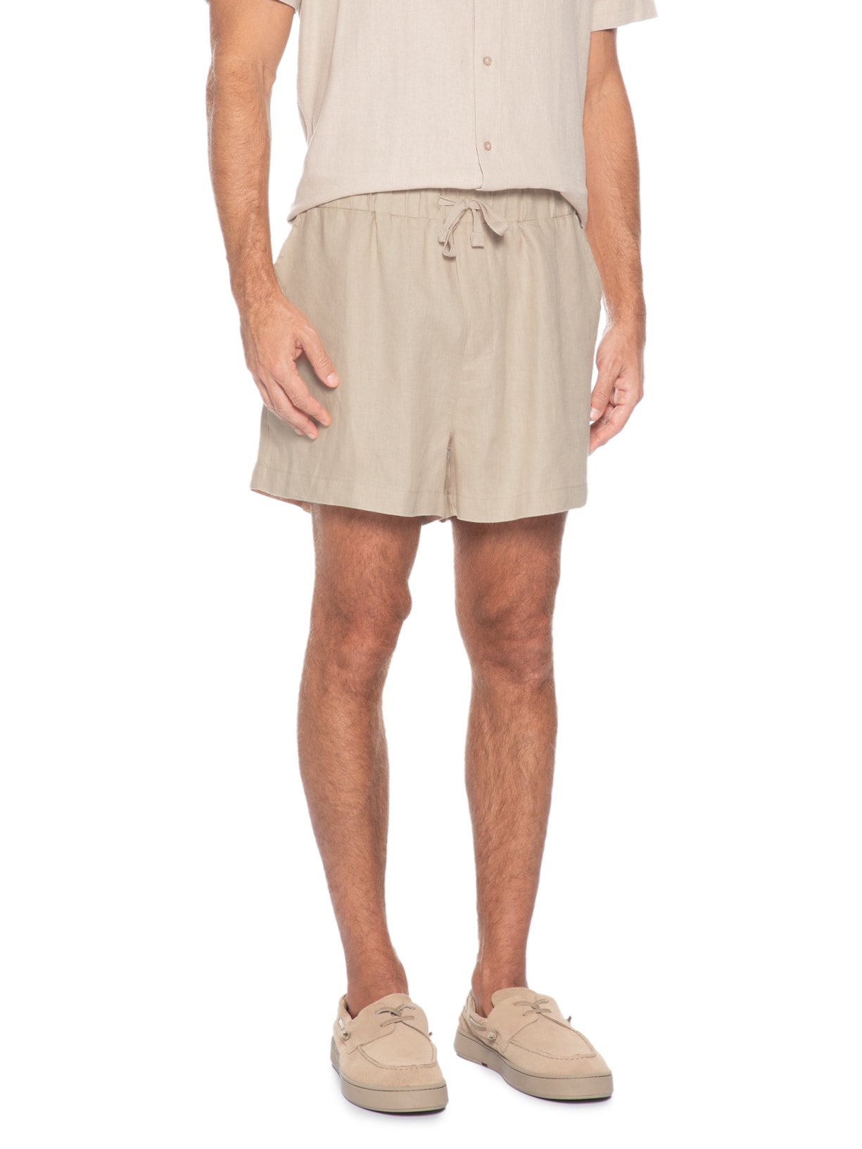 Bermuda Masculina Moletom PJ Linen Class Bege Osklen