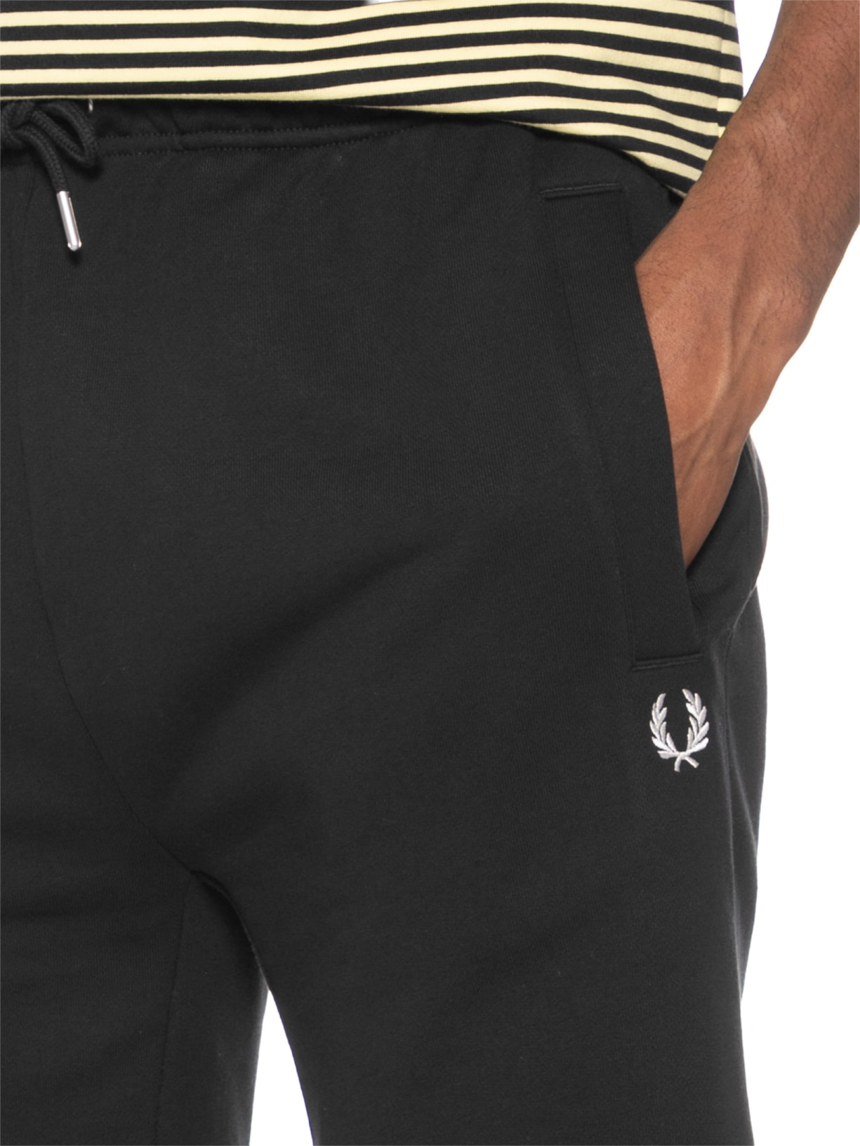 Bermuda Masculina Moletom Preto Fred Perry