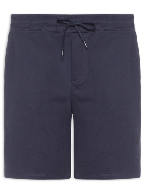 Bermuda Masculina Moletom Relaxed Fit Com Bolso Lateral - Azul