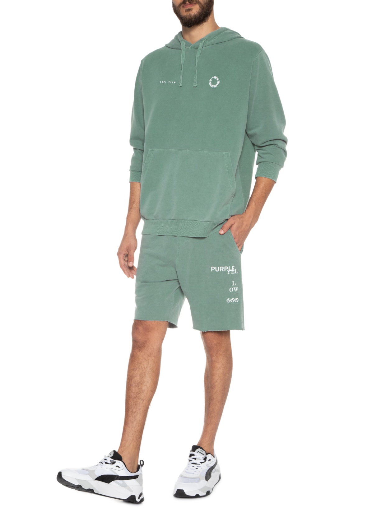 Bermuda Masculina Moletom Stoned Verde Purple Yellow