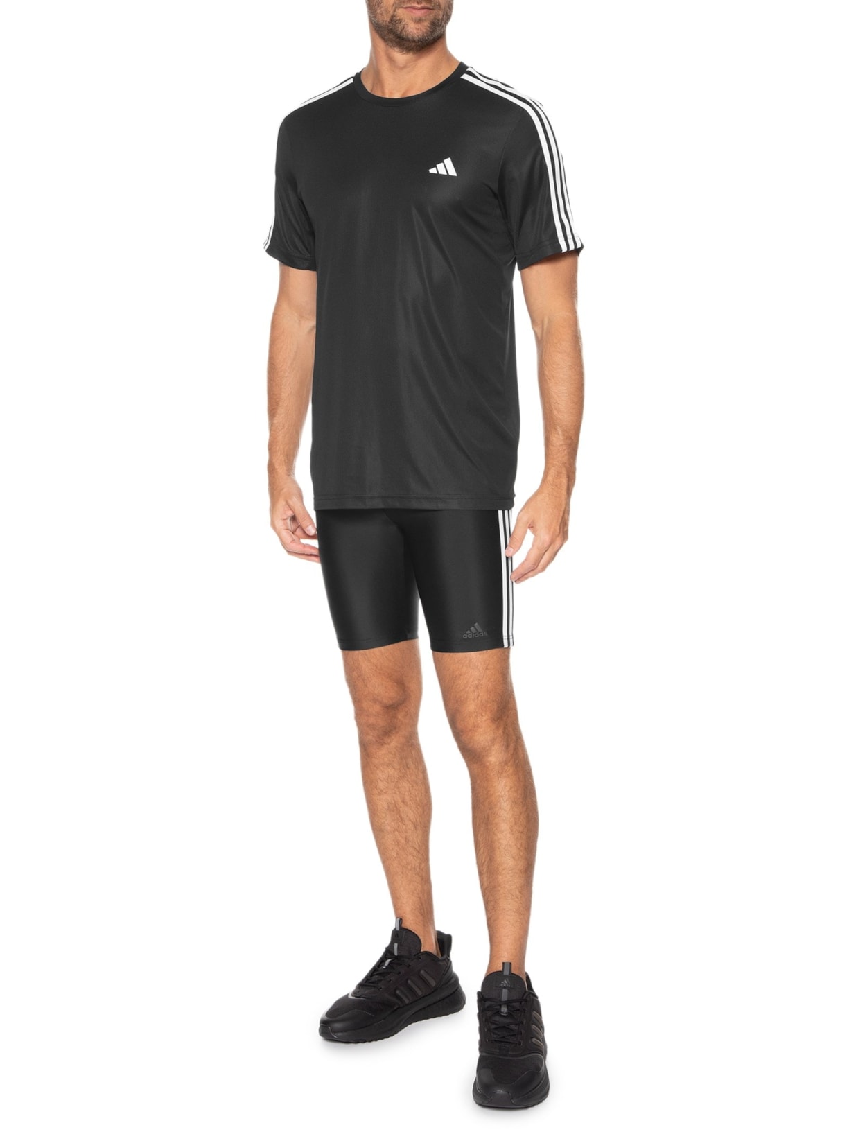 Bermuda Masculina Natação Jammer Fit 3 Listras Preto Adidas