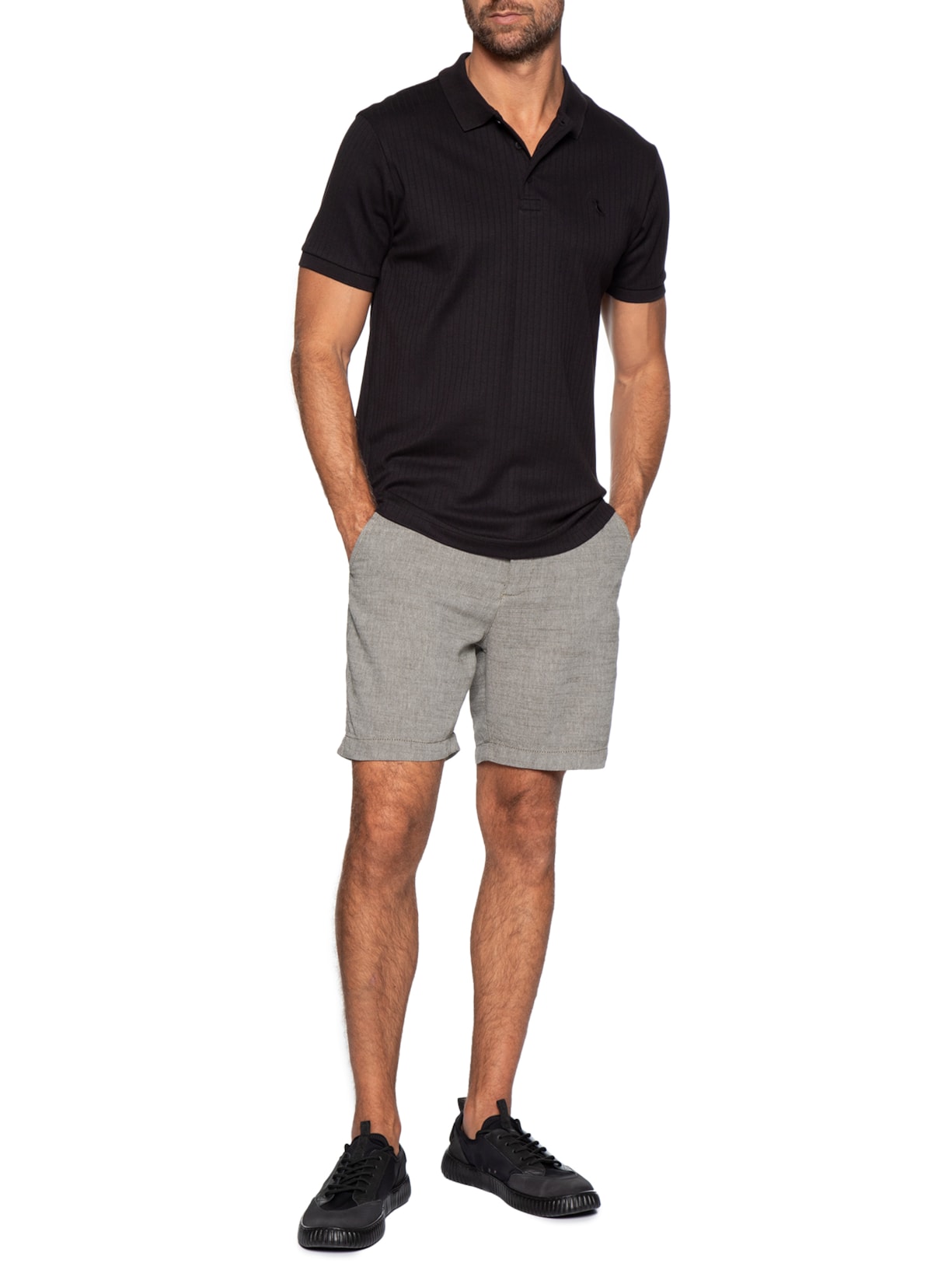 Bermuda Masculina Oxford Marrom Pineapple