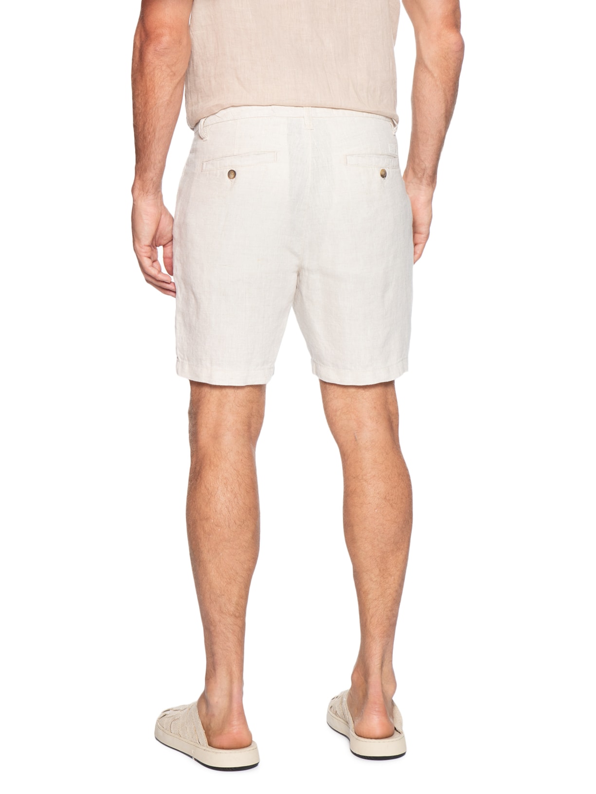 Bermuda Masculina Puro Linho Bege Pineapple