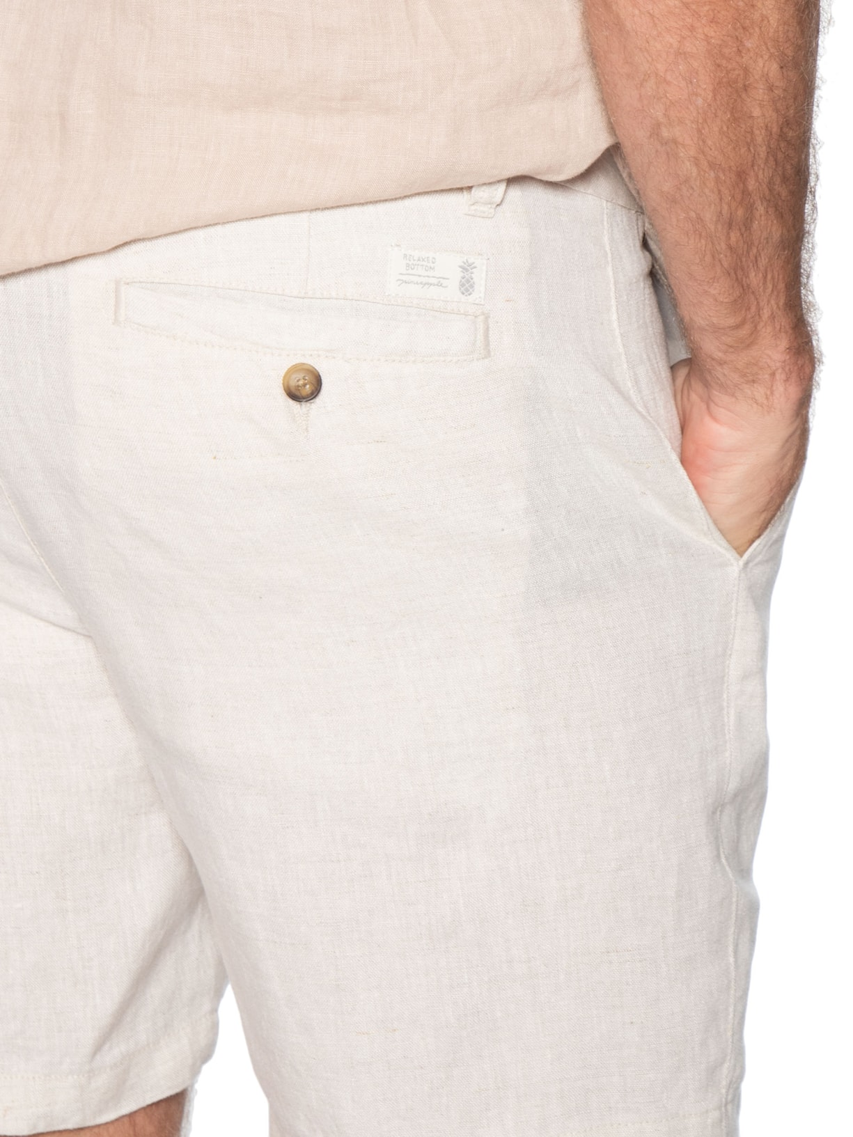 Bermuda Masculina Puro Linho Bege Pineapple