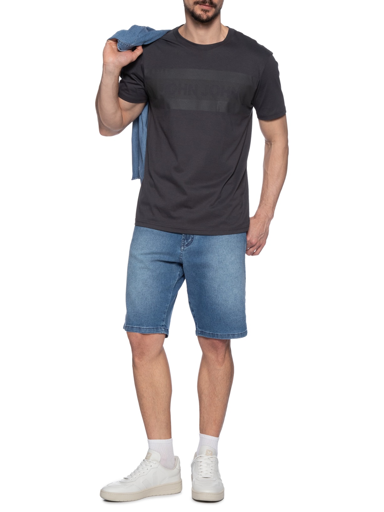 Bermuda Masculina Regular Panamá Azul John John