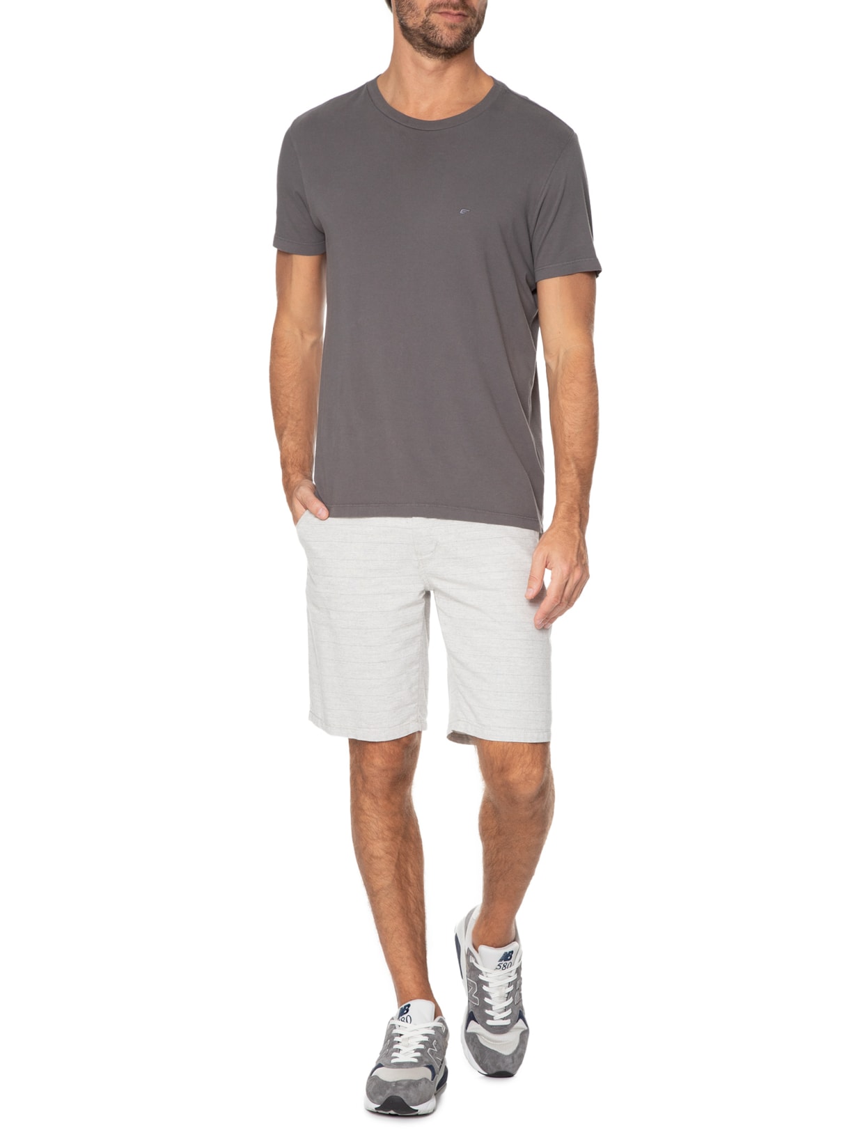 Bermuda Masculina Relax Rust Stripe Cinza Sergio K