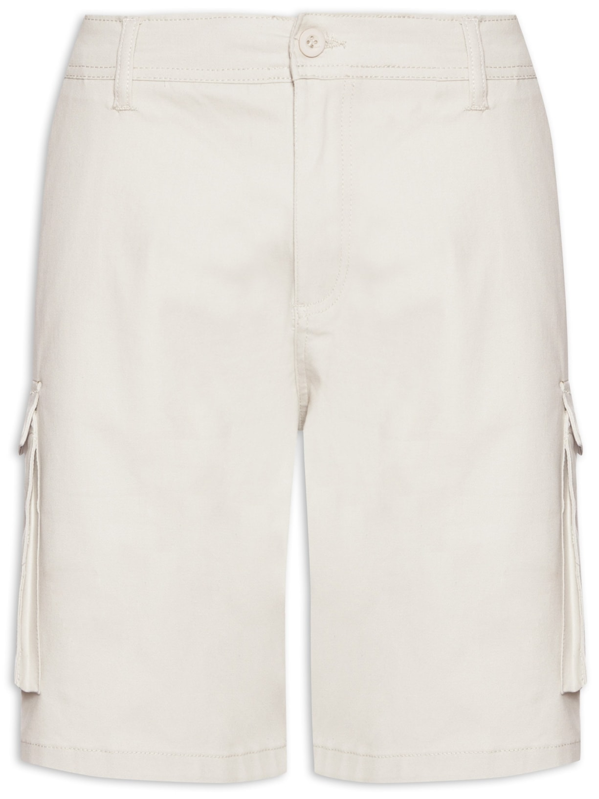Bermuda Masculina Sarja Bolso Cargo - Off White