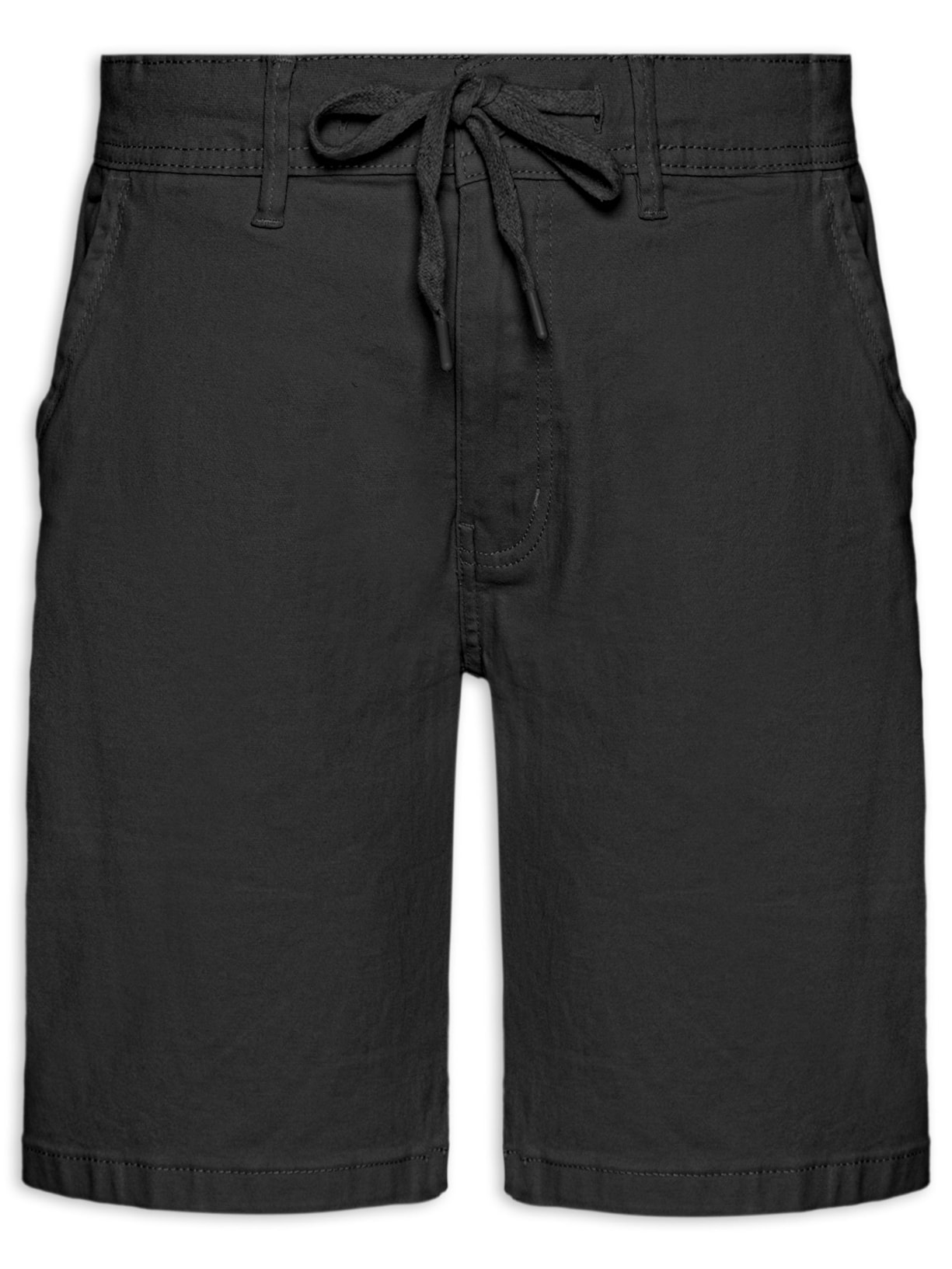 Bermuda Masculina Sarja Com Elástico No Cós Básica - Preto