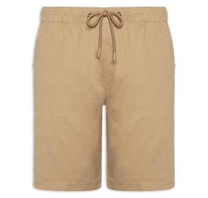 Bermuda Masculina Sarja Cós Elástico - Bege