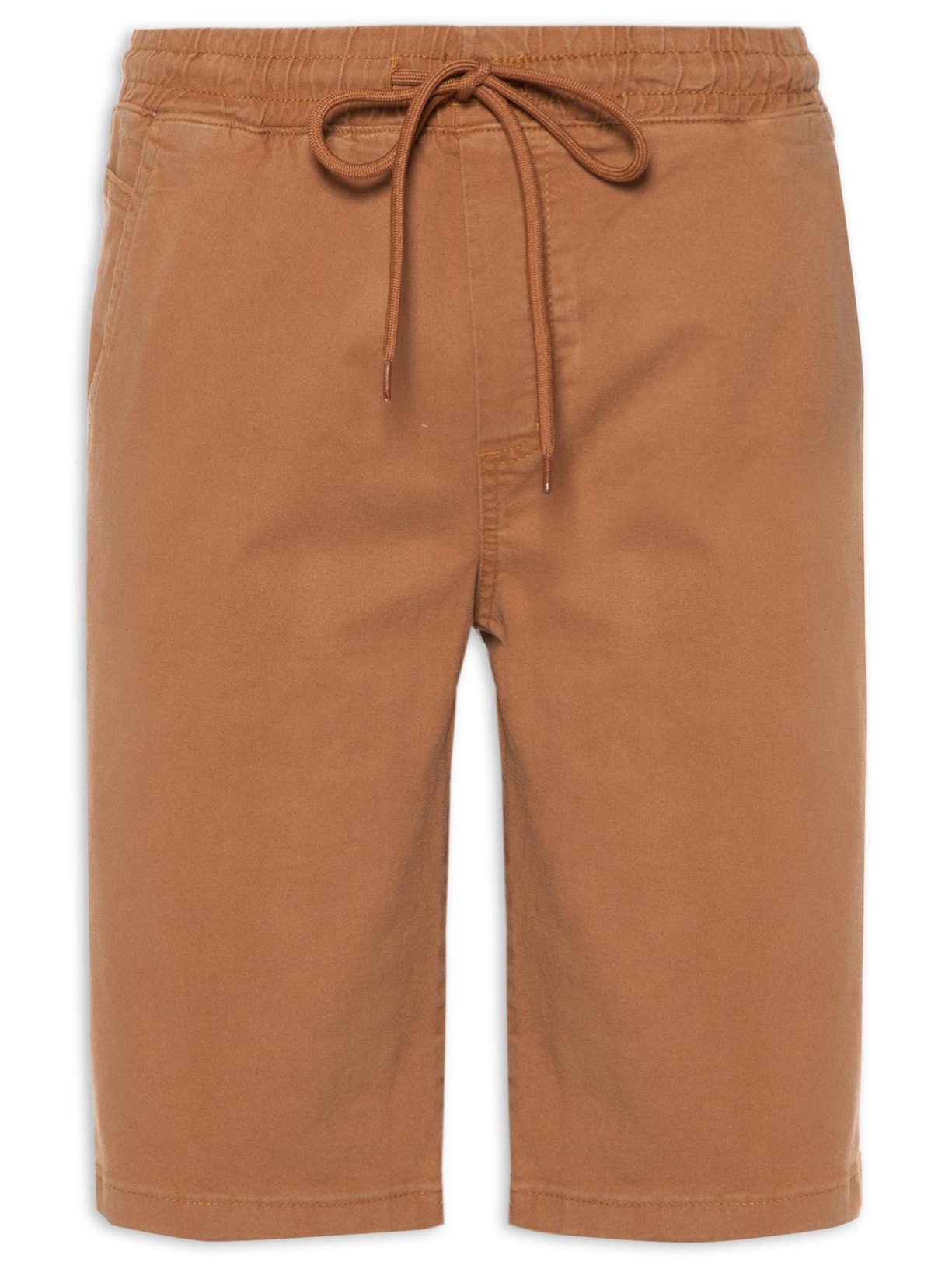 Bermuda Masculina Sarja Elástico Cintura - Marrom