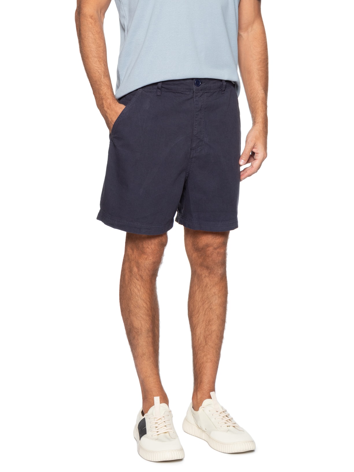 Bermuda Masculina Sarja Flow Cotton Linen Utility  Azul Osklen