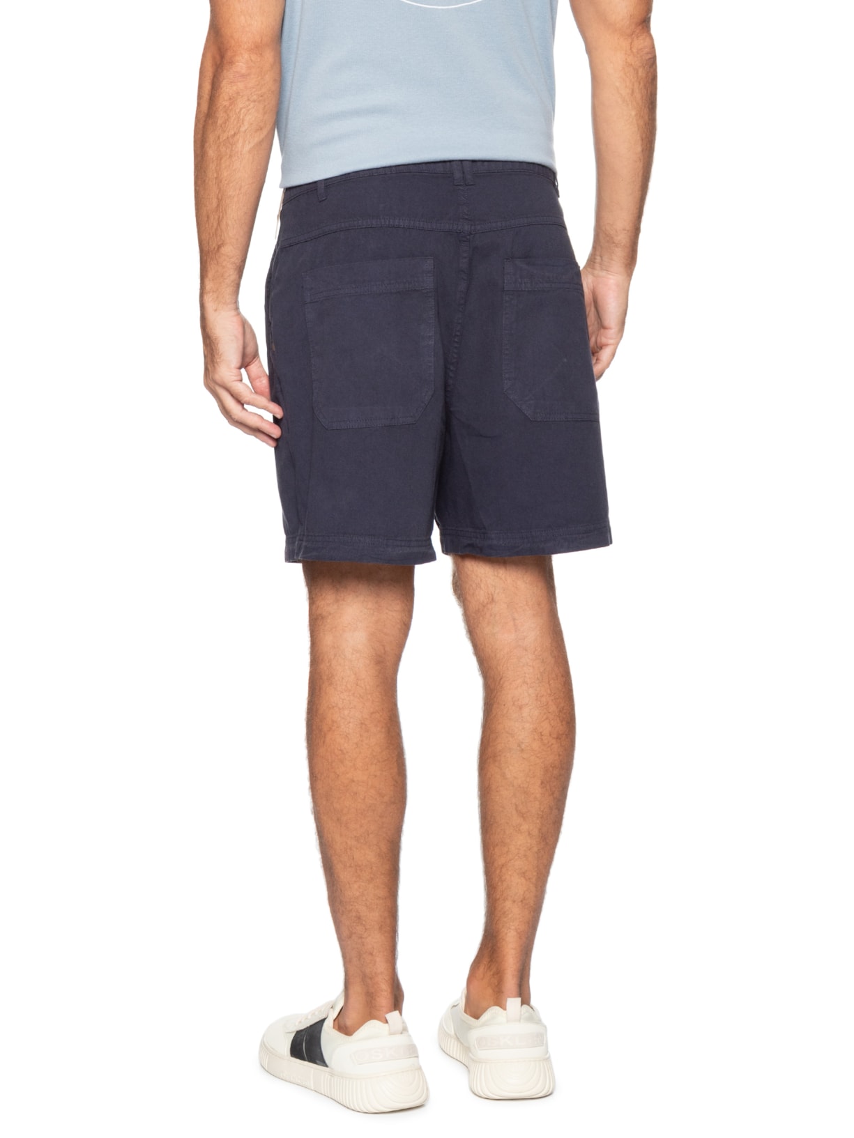 Bermuda Masculina Sarja Flow Cotton Linen Utility  Azul Osklen