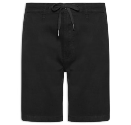 Bermuda Masculina Sarja Meio Elástico Básica - Preto