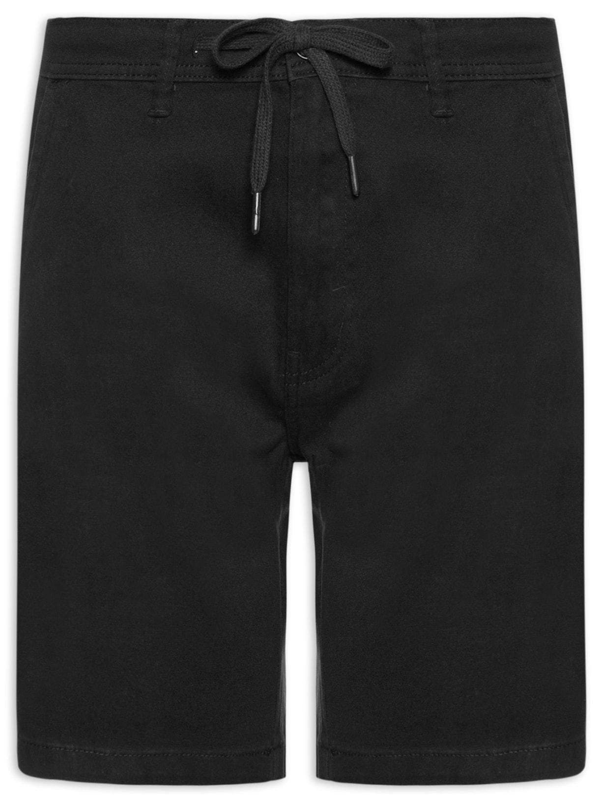 Bermuda Masculina Sarja Meio Elástico Básica - Preto