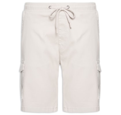 Bermuda Masculina Sarja Meio Elástico Cargo - Bege