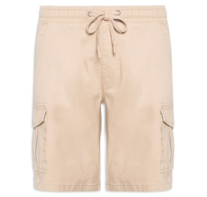 Bermuda Masculina Sarja Meio Elástico Cargo - Bege