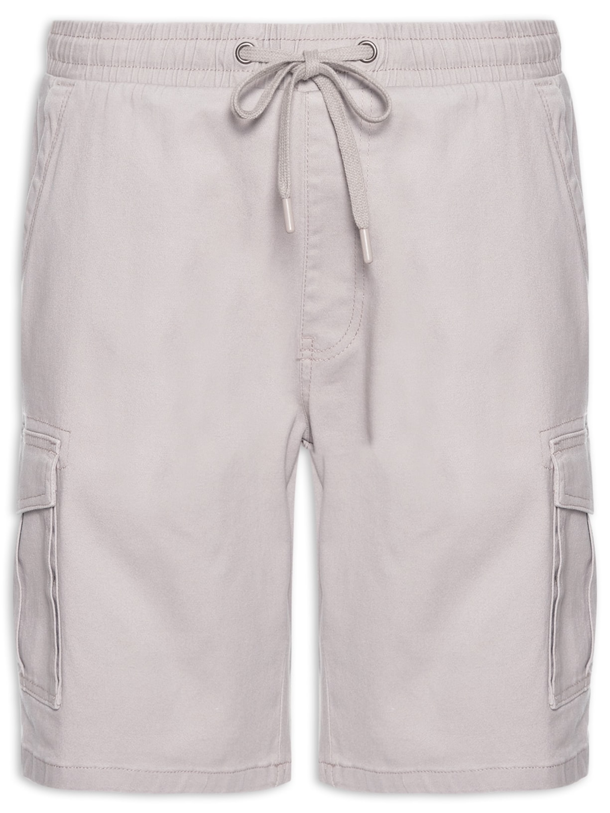 Bermuda Masculina Sarja Meio Elástico Cargo - Cinza