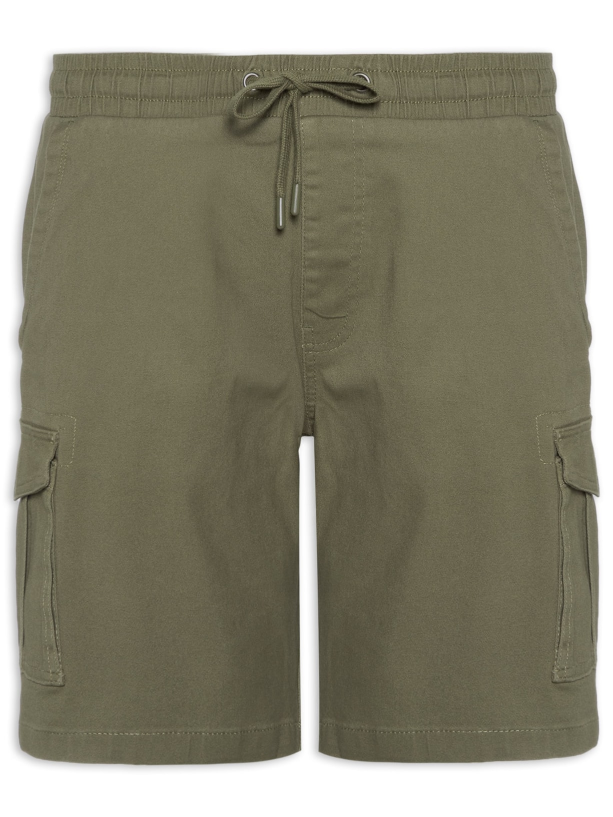 Bermuda Masculina Sarja Meio Elástico Cargo - Verde