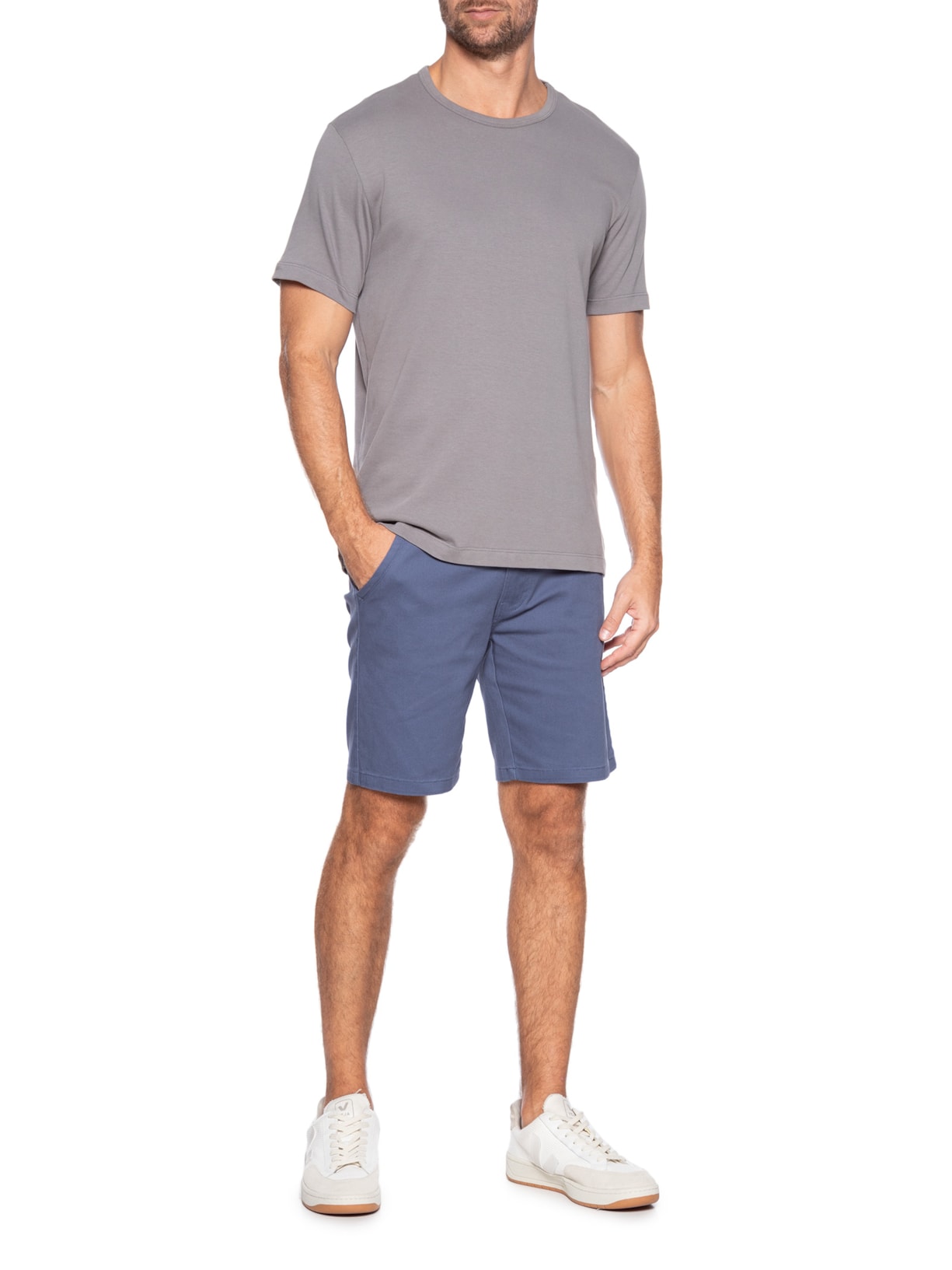 Bermuda Masculina Sarja Meio Elástico Casual Azul '2 Essential