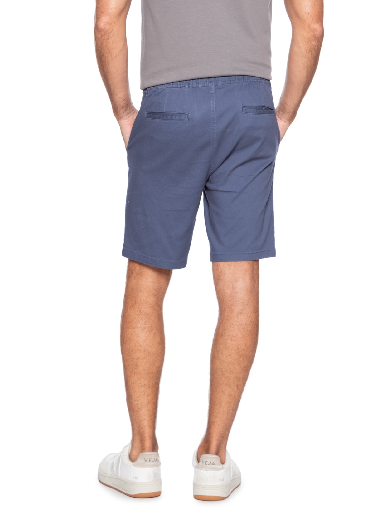 Bermuda Masculina Sarja Meio Elástico Casual Azul '2 Essential