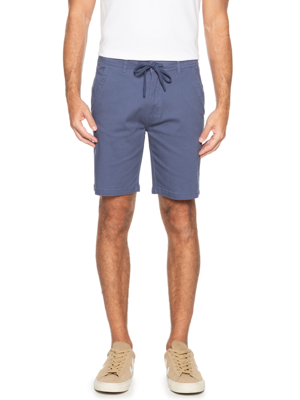 Bermuda Masculina Sarja Meio Elástico Casual Bege '2 Essential