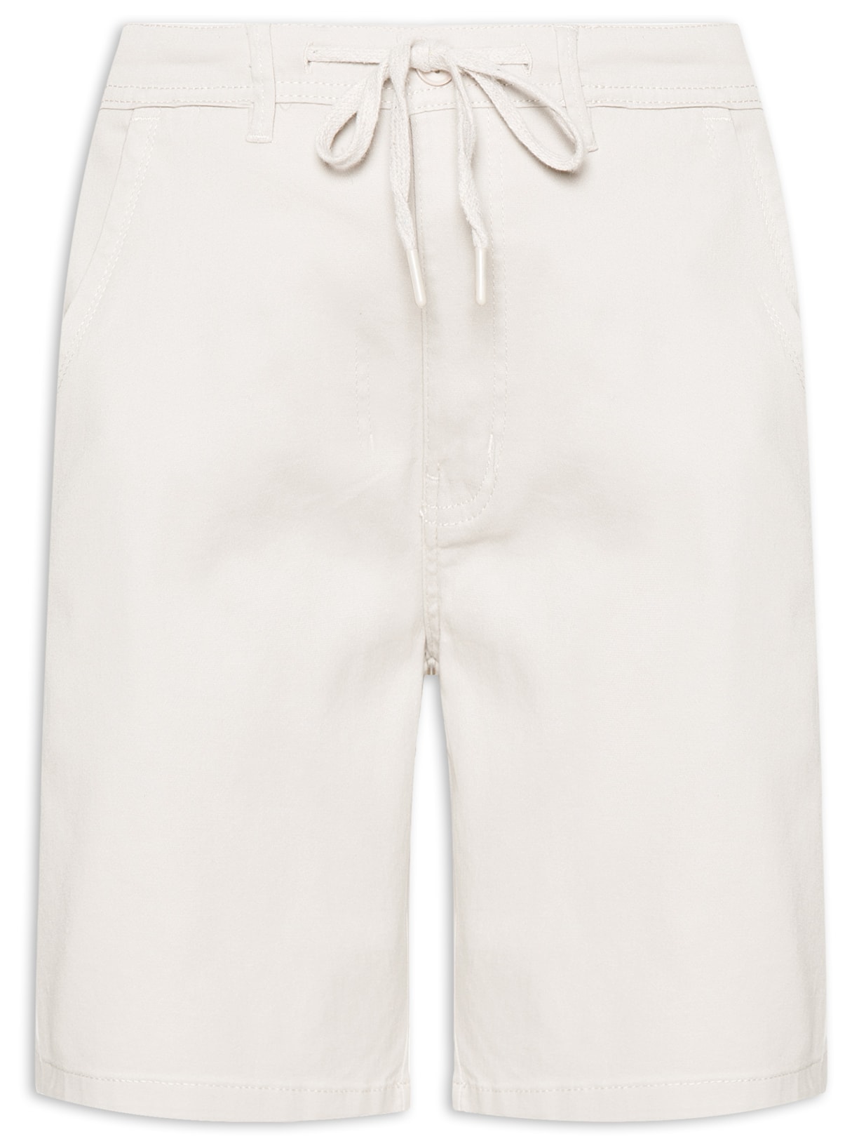 Bermuda Masculina Sarja Meio Elástico Casual - Bege